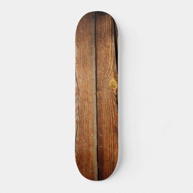 Old Wooden Background Skateboard Deck (Front)