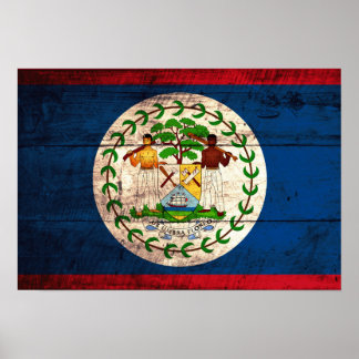 Old Wooden Belize Flag Poster
