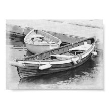 Old Wooden Boats Black and White Poster