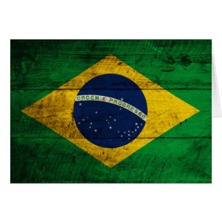 Old Wooden Brazil Flag Cards