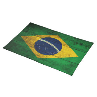 Old Wooden Brazil Flag Placemat