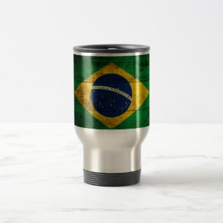 Old Wooden Brazil Flag Travel Mug
