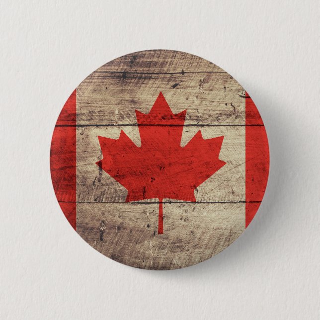 Old Wooden Canadian Flag Button (Front)