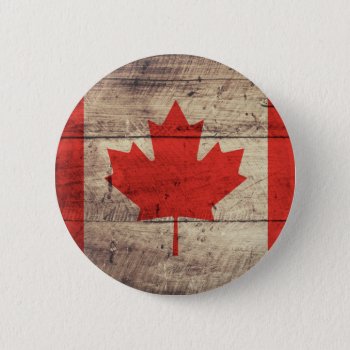 Old Wooden Canadian Flag Button by FlagWare at Zazzle