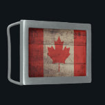 Old Wooden Canadian Flag Rectangular Belt Buckle<br><div class="desc">Canada Flag; Canadian; Canadien;</div>