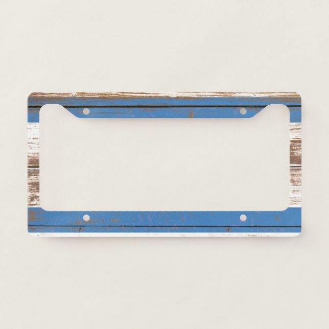 Old Wooden Chicago Flag License Plate Frame (Front)