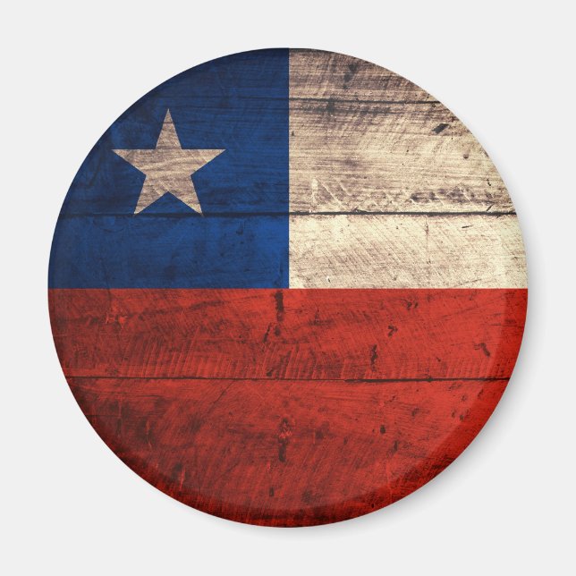 Old Wooden Chile Flag Magnet (Front)