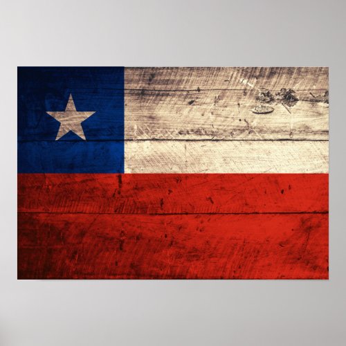 Old Wooden Chile Flag Poster