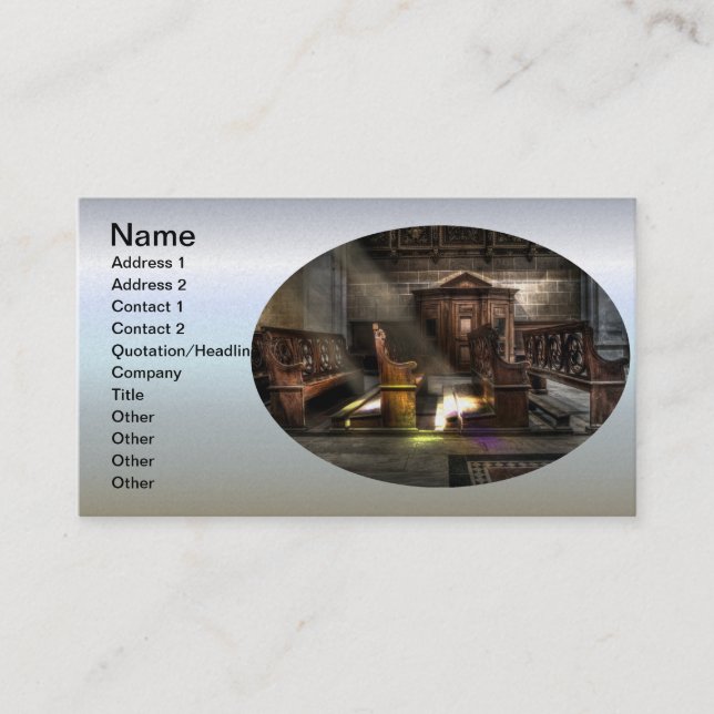 Old Wooden Church Bench with Kneeler Business Card (Front)