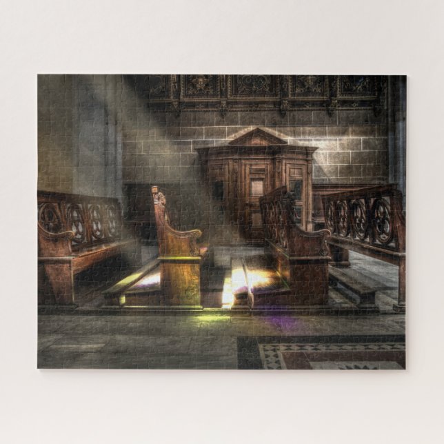 Old Wooden Church Bench with Kneeler Jigsaw Puzzle (Horizontal)