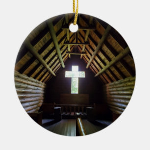 Old wooden church ceramic ornament