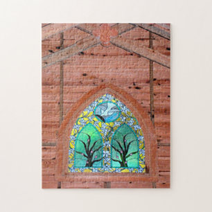 Old Wooden Church Window Jigsaw Puzzle