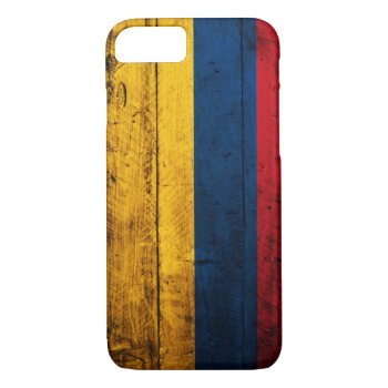 Old Wooden Colombia Flag Iphone 8/7 Case by FlagWare at Zazzle