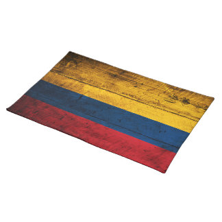 Old Wooden Colombia Flag Cloth Placemat