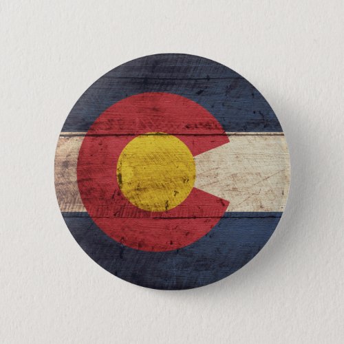 Old Wooden Colorado Flag Pinback Button