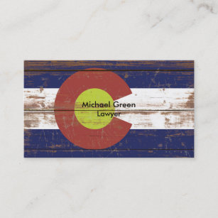 Old Wooden Colorado State Flag Business Card