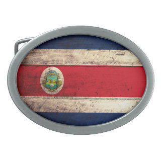 Old Wooden Costa Rican Flag Belt Buckle