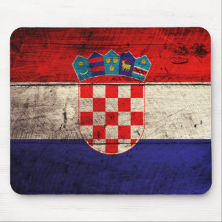 Old Wooden Croatia Flag Mouse Pad