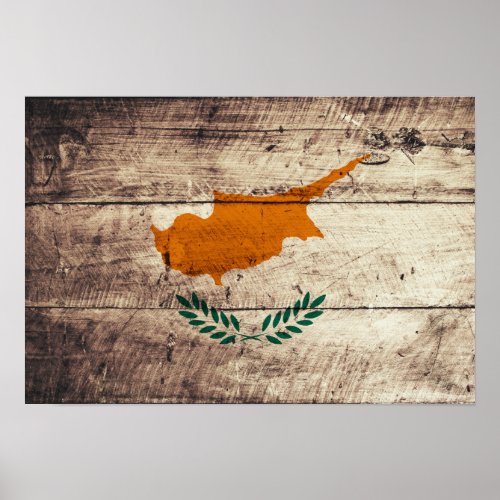 Old Wooden Cyprus Flag Poster