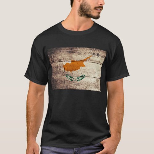 Old Wooden Cyprus Flag T_Shirt