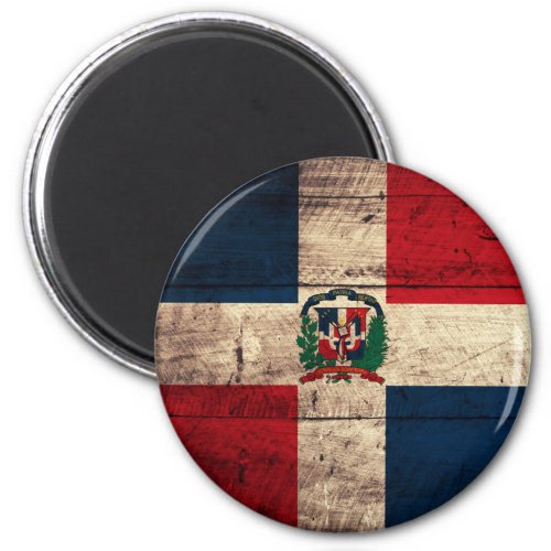 Old Wooden Dominican Republic Flag Magnet