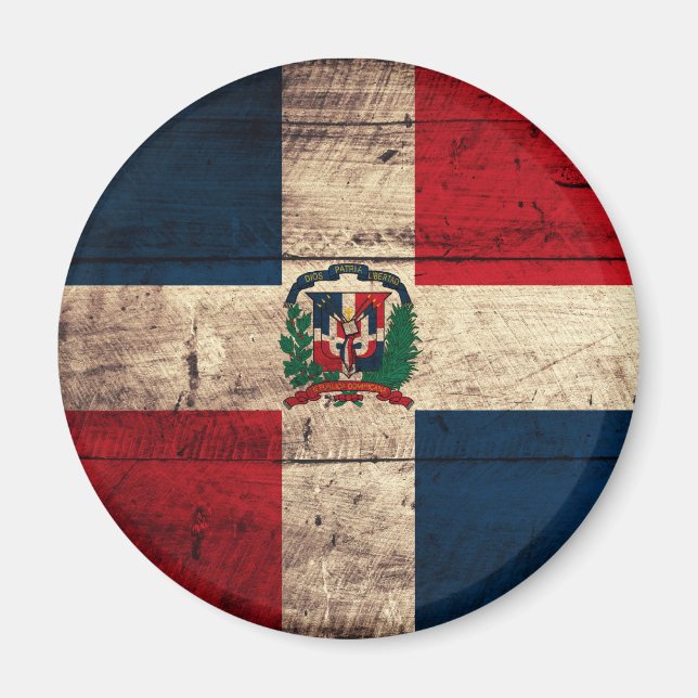 Old Wooden Dominican Republic Flag Magnet (Front)