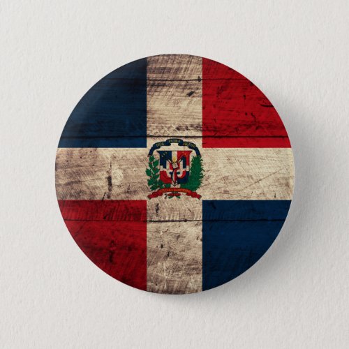 Old Wooden Dominican Republic Flag Pinback Button