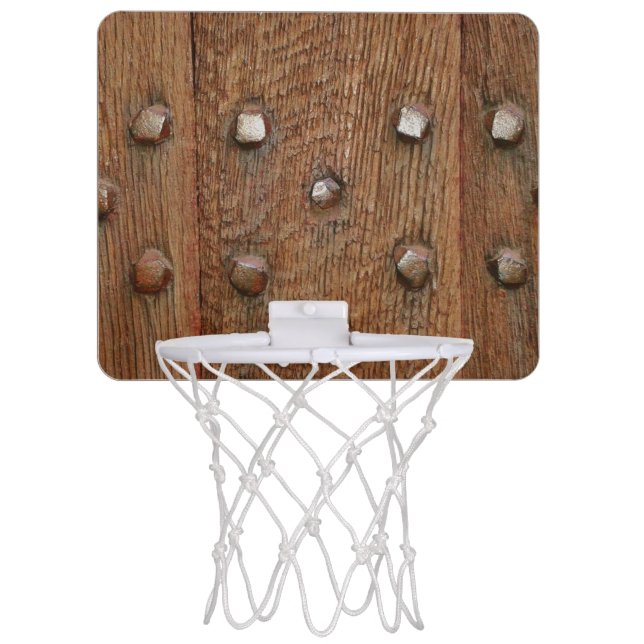 Old Wooden Door Mini Basketball Hoop (Front)