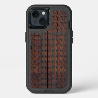 Old Wooden Door With Black Metal Reinforcements iPhone 13 Case