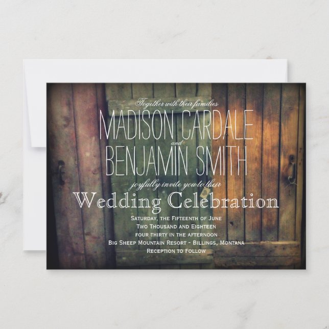Old Wooden Doors Rustic Country Wedding Invitation (Front)