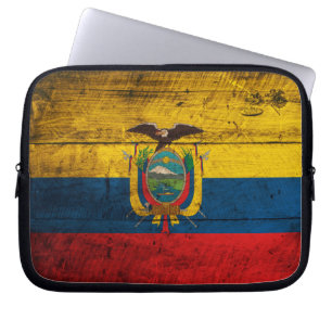 Old Wooden Ecuador Flag Laptop Sleeve
