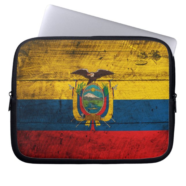 Old Wooden Ecuador Flag Laptop Sleeve (Front)