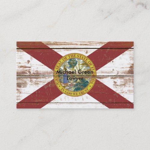 Old Wooden Florida State Flag Business Card