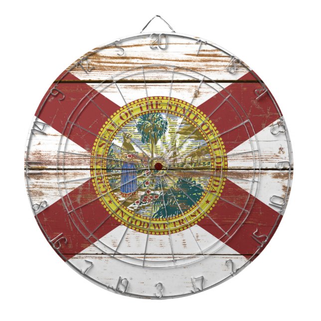 Old Wooden Florida State Flag Dart Board (Front)