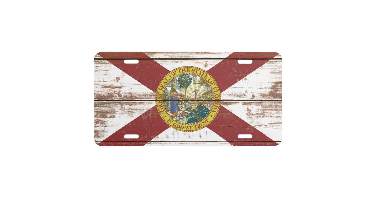 Old Wooden Florida State Flag License Plate Zazzle Com