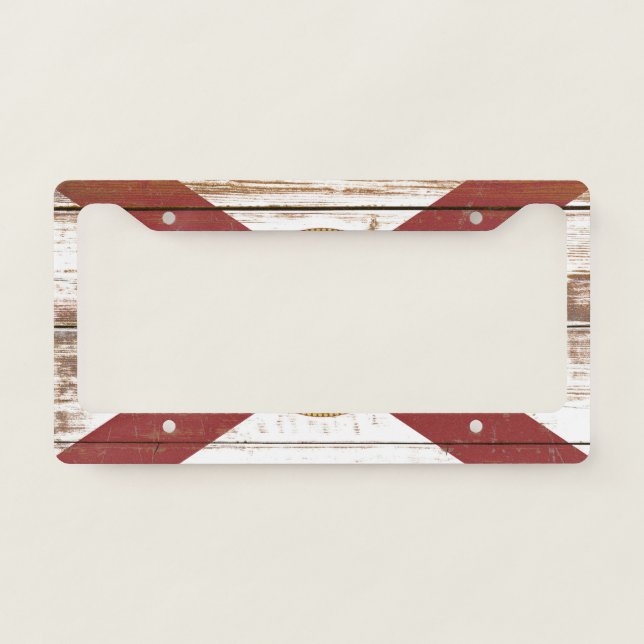 Old Wooden Florida State Flag License Plate Frame (Front)