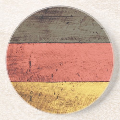 Old Wooden Germany Flag Sandstone Coaster
