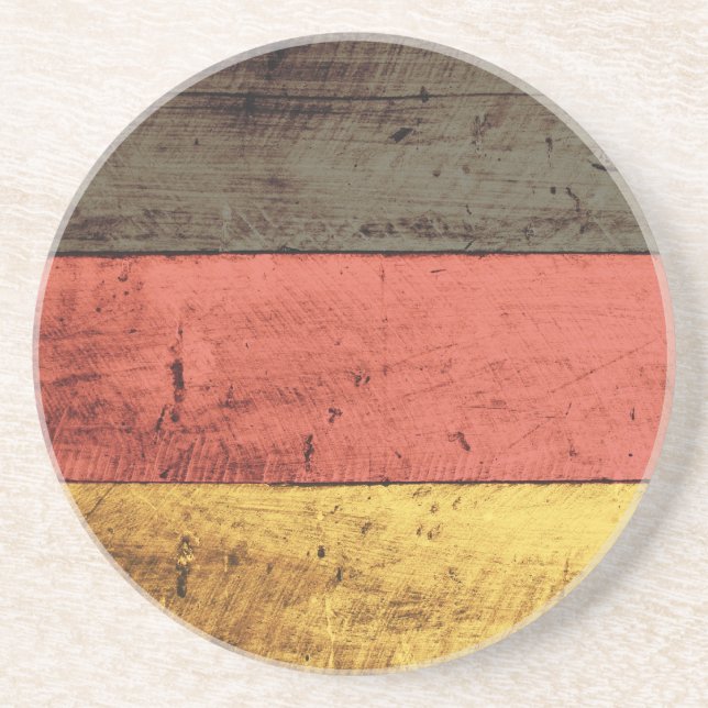 Old Wooden Germany Flag Sandstone Coaster (Front)