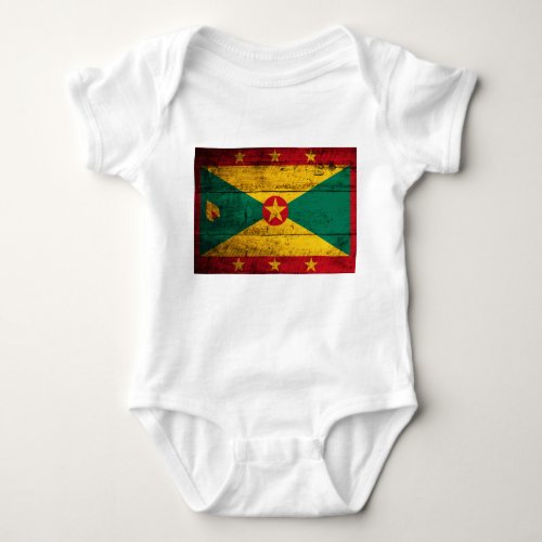 Old Wooden Grenada Flag Baby Bodysuit
