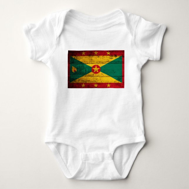 Old Wooden Grenada Flag Baby Bodysuit (Front)