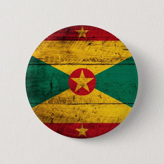 Old Wooden Grenada Flag Pinback Button (Front)