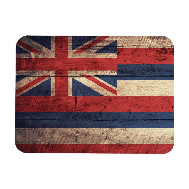 Old Wooden Hawaii Flag; Magnet (Horizontal)