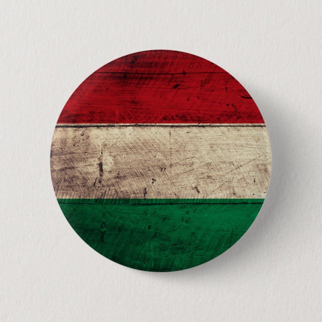 Old Wooden Hungary Flag Button (Front)