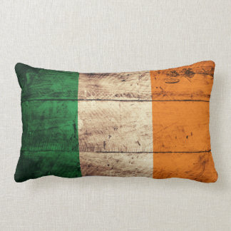Old Wooden Ireland Flag Lumbar Pillow
