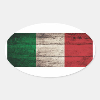 Old Wooden Italy Flag Oval Sticker