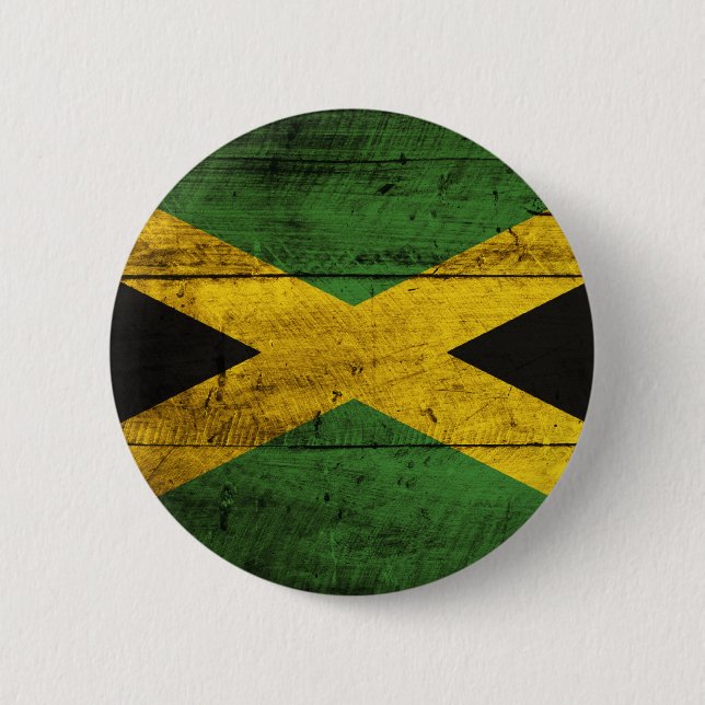 Old Wooden Jamaica Flag Button (Front)