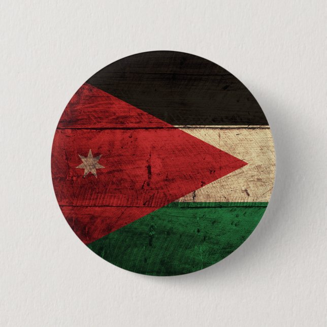 Old Wooden Jordan Flag Pinback Button (Front)