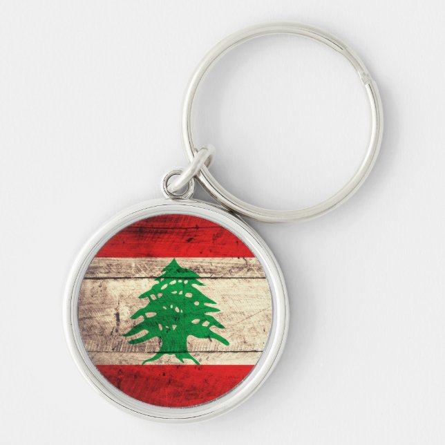 Old Wooden Labanon Flag Keychain (Front)