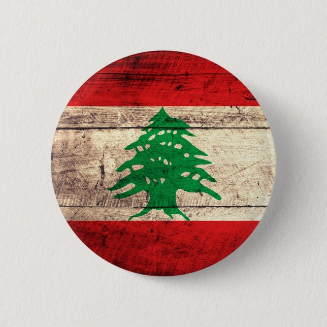 Old Wooden Labanon Flag Pinback Button (Front)