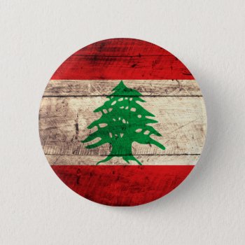Old Wooden Labanon Flag Pinback Button by FlagWare at Zazzle